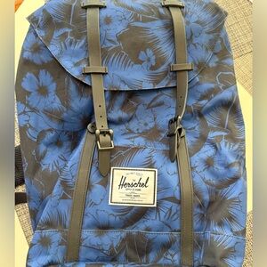 EUC Herschel Blue Floral Backpack - Casual Travel Bag